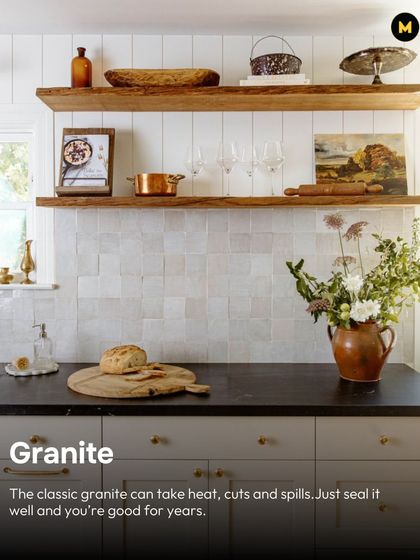 Granite is a classic choice that can handle heat, cuts, and spills. Just seal it well once a year, and you'll have a durable and beautiful countertop for years to come.