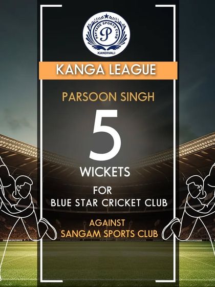 A great bowling performance by Parsoon Singh, taking 5 wickets in the Kanga League.