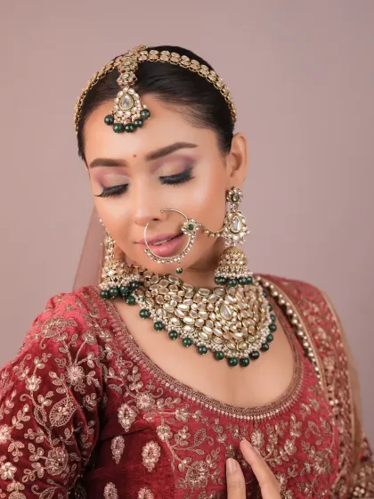 A soft, downward gaze captured to showcase the intricate eyeshadow blending. My students learn to create multi-dimensional eye looks that are beautiful both with eyes open and closed.