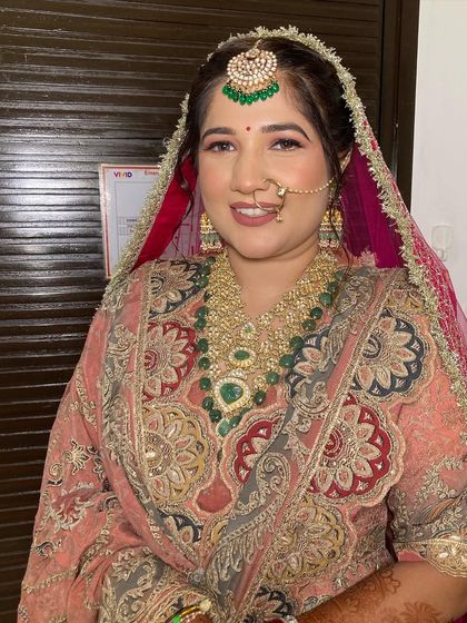 A beautiful portrait of my bride in her traditional Punjabi bridal attire. The makeup is elegant and understated.
