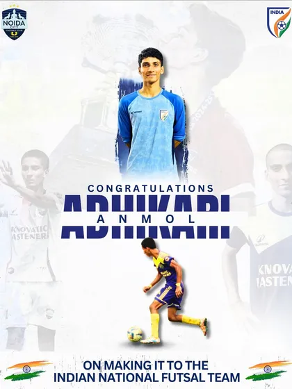 We create champions who represent the nation. This is our player, Adhikari Anmol, who earned a call-up to the Indian National Futsal Team. This is the level of excellence we strive for at our academy.
