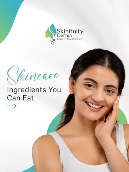 Did you know you can eat your skincare? This series of images explains how nutrients found in everyday foods support skin health from within, complementing the professional treatments we provide at our clinic.