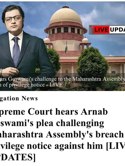 This is a snapshot of the live updates from the Supreme Court during the Arnab Goswami case. I followed this matter closely as it touched upon the core principles of media freedom and the legislature's power, showcasing a significant moment where the judiciary stepped in to protect free speech.
