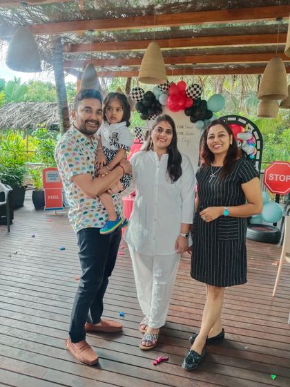 A picture with the happy family. My job is to take the stress of entertainment off their shoulders so they can enjoy their child's special day.