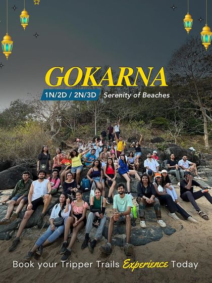 Gokarna, the serenity of beaches. This poster captures the adventurous spirit of our Gokarna trips, with our crew ready to explore the coastal trails and hidden coves.