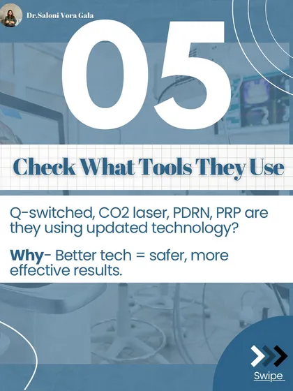 The technology a dermatologist uses is very important. Updated tools like Q-switched lasers, CO2 lasers, and PDRN mean safer procedures and more effective results for you. I am committed to investing in the best technology for my clinic.