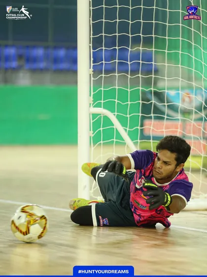 Our goalkeeper making a save during the quarter-final warm-up.