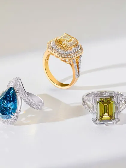 Photographing jewelry is about making the stones and metal come to life. This clean, bright shot for Solitario Diamonds highlights the unique character of each ring, focusing on the clarity of the diamonds and the brilliance of the colored gems.