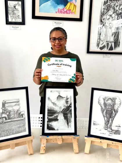 This student completed our sketching course with these three fantastic drawings, mastering techniques for texture, shading, and composition.