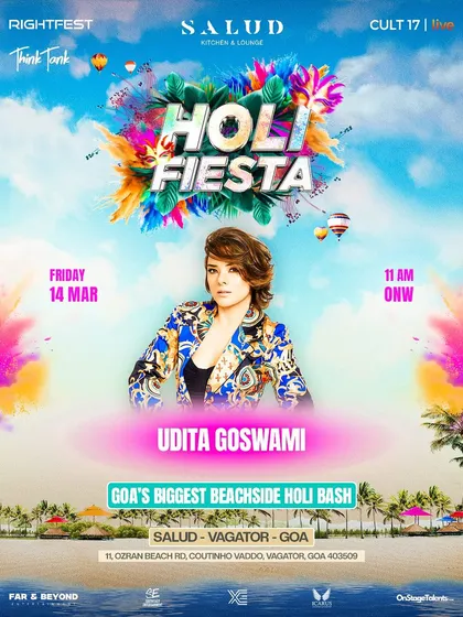 Featuring celebrity DJ Udita Goswami for the Holi Fiesta in Goa. We bring in celebrity performers to headline our major festival events.