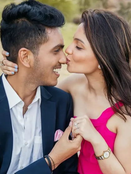 A sweet and playful moment. The minimal makeup ensures she looks like herself, just with an added touch of polish and glow for her pre-wedding photos.
