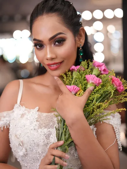 Another beautiful portrait of the Christian bride, showing the makeup and hair from a different angle.