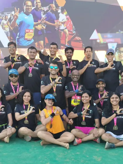 The Champions Tribe after conquering the TCS 10K. Look at those smiles and medals! We are a community that supports and pushes each other to become FITTER, FASTER, STRONGER.