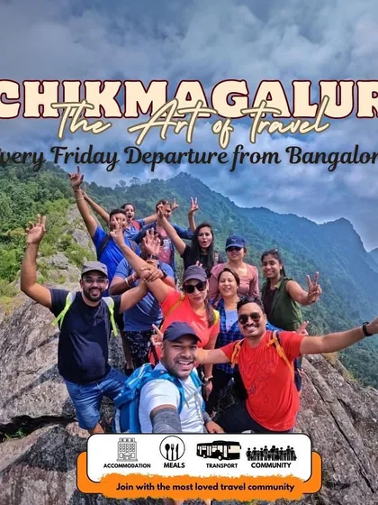 The energy of the group when we reach a peak is just incredible. This is our crew celebrating at the top of a Chikmagalur trek, with smiles as wide as the view. You might join solo, but you'll leave with a whole new set of friends.
