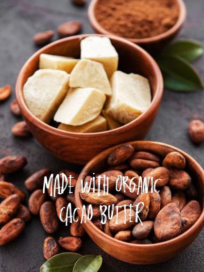Our moisturizers are often made with organic cacao butter. It's rich in fatty acids and antioxidants, perfect for nourishing and protecting dry, sensitive skin.