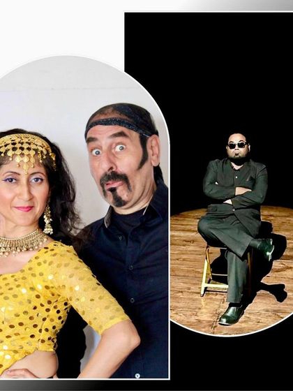 A promotional image for "No Strings Attached," featuring my collaborators Sal Yusuf and Stephen D’Souza. Our different energies on stage create a unique and funny dynamic.