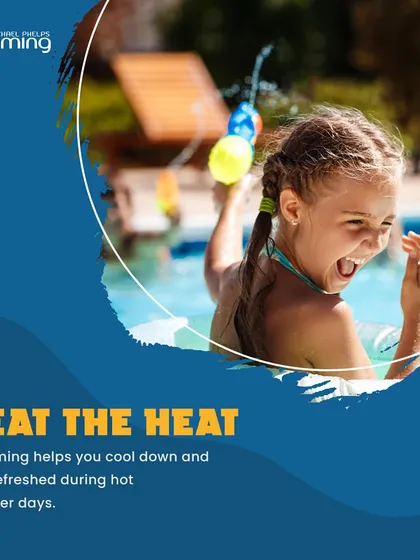 Swimming is the ultimate way to beat the summer heat. This image of a child having fun in the pool reminds us that swimming helps you cool down and stay refreshed during hot summer days.