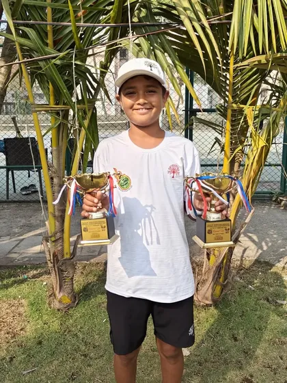 One of our scholarship recipients, Aarav Chhallani, who was recognized for his top 3 ranking in Maharashtra and his performance at the U-12 Nationals.