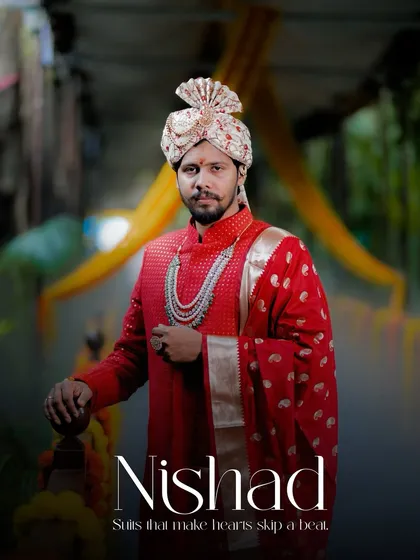 A regal portrait of the groom in his traditional wedding attire. My goal is to capture his personality and style, making him look and feel his best on the big day.