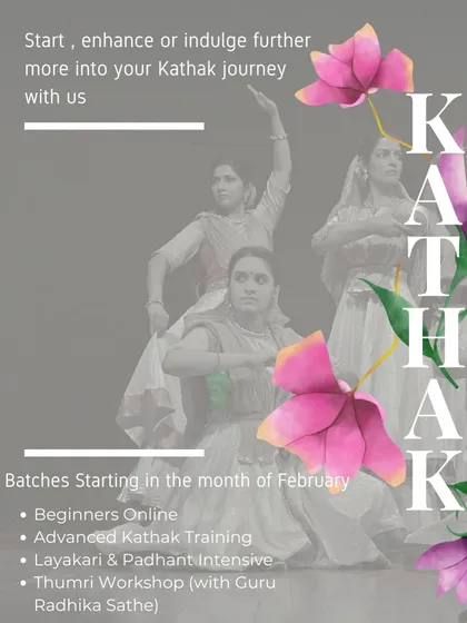 Whether you want to start, enhance, or indulge further in your Kathak journey, we have a batch for you. This poster details our upcoming online classes, from beginners to advanced intensives.
