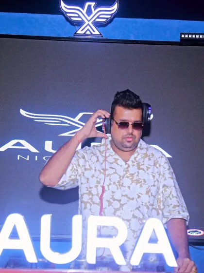 In the zone during my residency at Aura Night Club. This is my home base, where I get to spin the latest techno and house tracks for the Mumbai club scene.