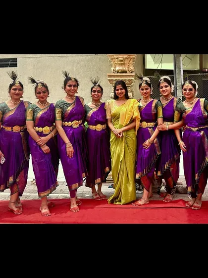 With the wonderful dancers of RVCE after they secured first place at a fest with my choreography. It was a beautiful experience to guide these talented students and see their hard work pay off on stage.
