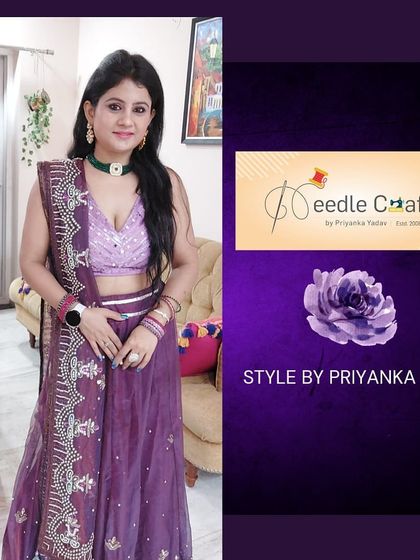 This elegant purple lehenga was another beautiful creation from a client's old saree. We can help you reinvent your wardrobe in the same way.