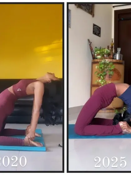 From 2020 to now, the journey has been one of patience. This before and after of my Kapotasana shows what consistent, mindful practice can do. Start your journey today.