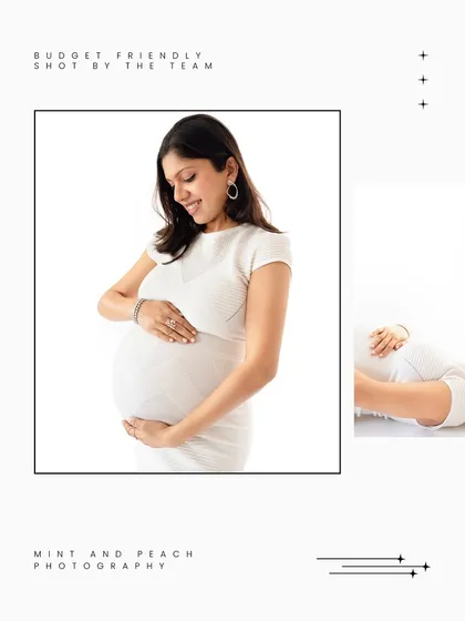 A lovely solo portrait from a budget-friendly maternity shoot by my team. Minimal, elegant, and timeless.