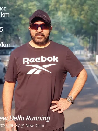 A member showing his 7km run stats. Every run, no matter the distance, is a step towards a healthier life.