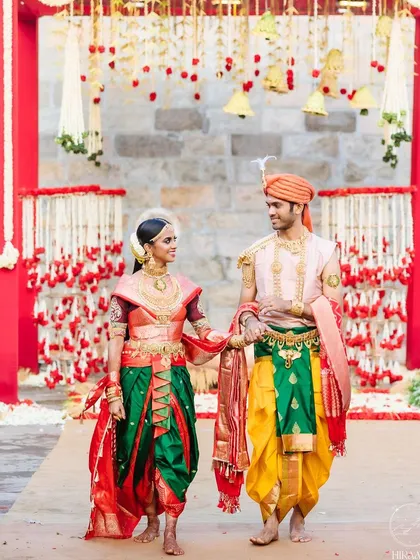 A moment from a Chola-inspired concept wedding. My role was to direct the entire aesthetic, from the historically influenced regal attire and intricate jewelry to the grand, thematic decor, creating a timeless love story.