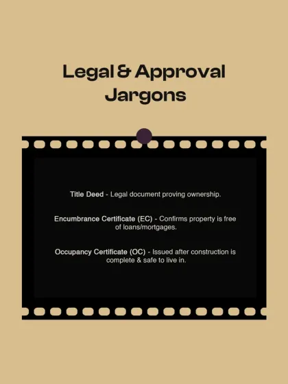 A quick guide to essential legal and approval jargon. I define key documents like the Title Deed, Encumbrance Certificate (EC), and Occupancy Certificate (OC) so you are never lost in the paperwork.