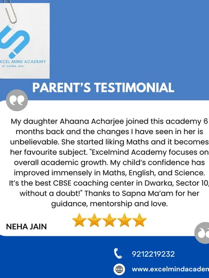 The proof of our success is in the words of our parents. This testimonial highlights how one of our students started loving Maths and saw immense improvement in confidence and overall academic growth.