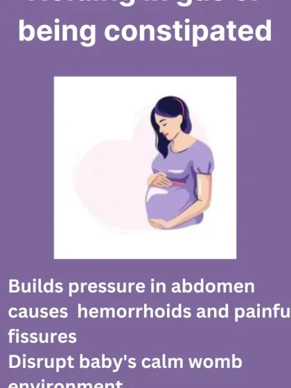 Straining due to constipation builds pressure in the abdomen, which can lead to hemorrhoids and disrupt the baby's calm environment. I offer dietary and lifestyle tips to prevent this.