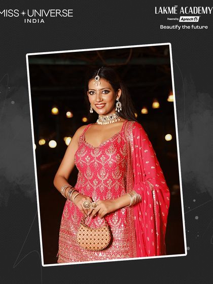 Another gorgeous look from the Miss Universe India 2025 Sufi Night, showcasing our students' skill in creating elegant and culturally rich makeup and styling.