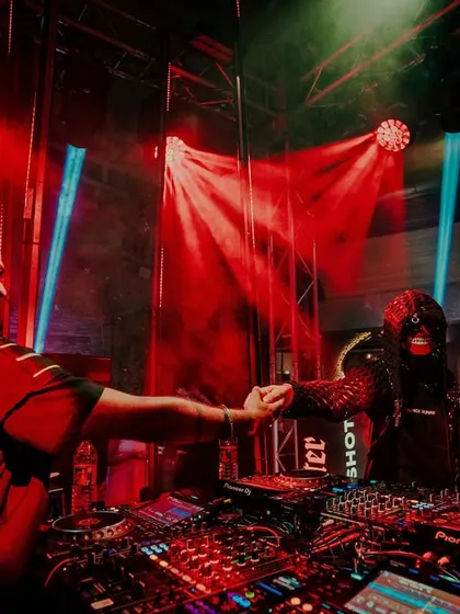 A fist bump with Almost Human during our set, a sign of our synergy and shared success on stage.