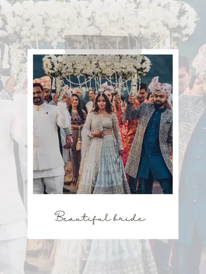 The beautiful bride on her way to the altar, surrounded by her loved ones. A classic and heartwarming bridal entry.