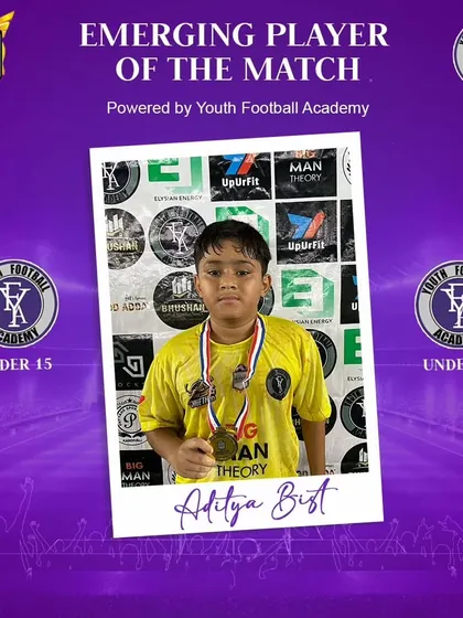 Aditya Bist, another U-15 player recognized as an Emerging Player of the Match.