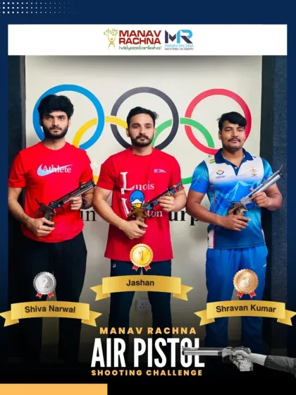 The podium winners of our Air Pistol Shooting Challenge 2025. Our competitions feature top talent from across the country, including athletes from the Indian Army.