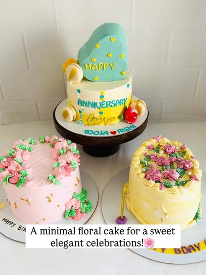 A trio of beautiful floral cakes, each with its own unique minimal design.