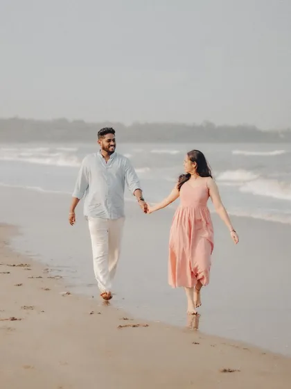 Another frame from Anushka and Manu's walk, showing their easy-going connection. My goal is to make the session feel like a comfortable date, not a formal photoshoot.