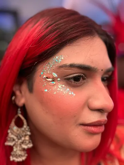 A beautiful mix of iridescent gems and chunky glitter. The way it catches the light is just magical.