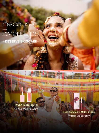 Even lips deserve skincare, especially during a long wedding event. We used a nourishing lip oil and a long-lasting matte lipstick to keep her pout perfect.