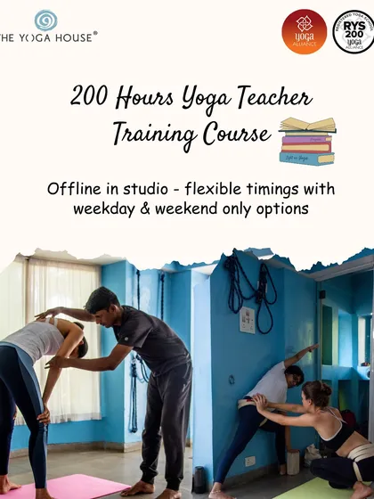 We offer a comprehensive, Yoga Alliance certified 200-hour Teacher Training Course right here in our Bandra studio. This image shows one of our core principles: hands-on adjustments to ensure you understand alignment deeply and can teach it safely.