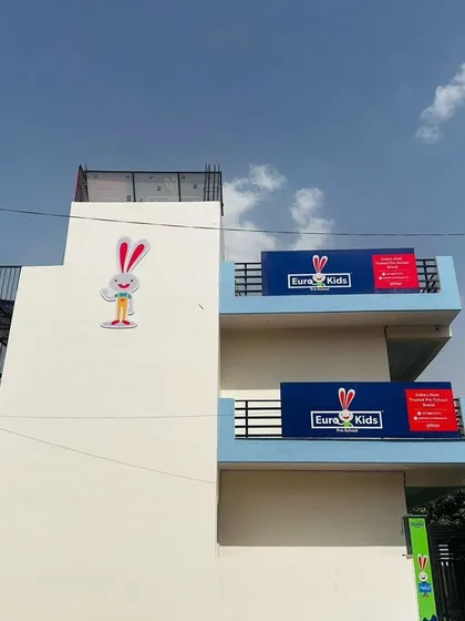 A project isn't complete until the brand is front and center. Here is the finished exterior of the Eurokid play school, where we integrated their signage and branding to create a welcoming and recognizable building.
