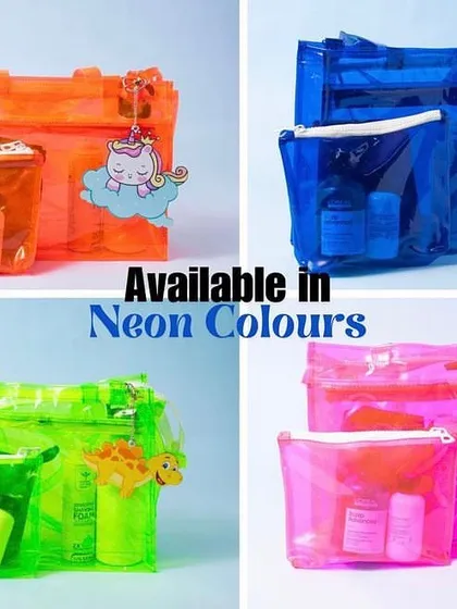 Our jelly bags are available in a variety of bright neon colors, including orange, blue, green, and pink.