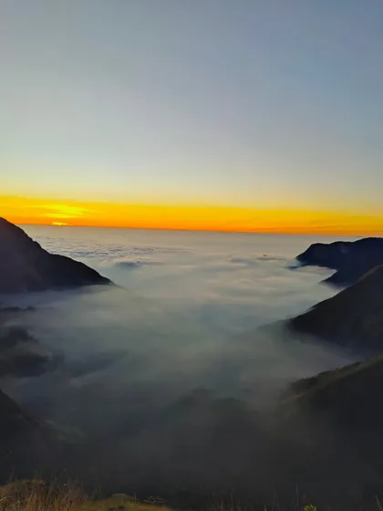 The sunrise over the valley of clouds, a truly unforgettable sight.