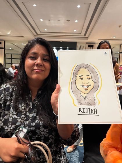 A simple and clean black and white ink caricature, perfect for guests who appreciate a minimalist style.