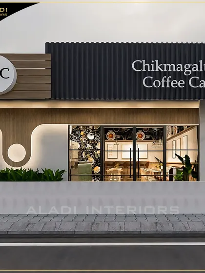 A brand's presence begins with its exterior. For this coffee cafe concept, I designed a striking facade that combines modern corrugated metal with warm wood accents and clear, backlit signage to create a powerful and welcoming first impression.