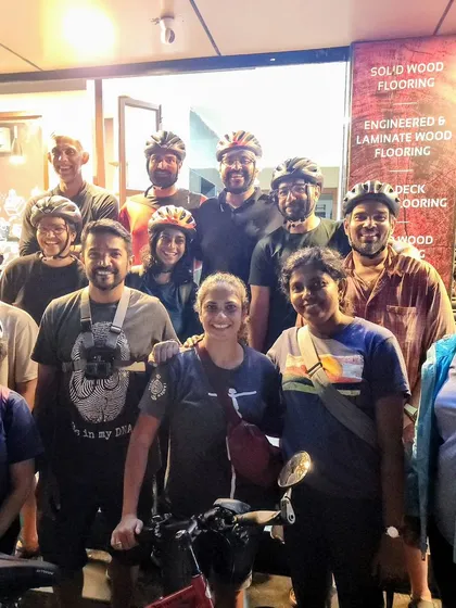 Another group shot from our mid-week ride. These events are a great way to break up the week, meet new people, and enjoy Bangalore from a different perspective.